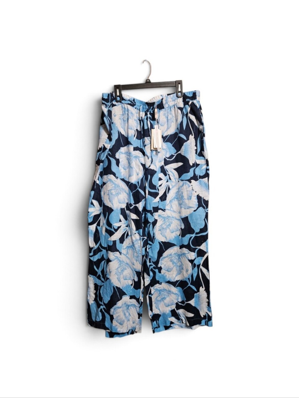 Elie Tahari New With Tags Womens Plus Size Floral Linen Cropped High Rise Pants!